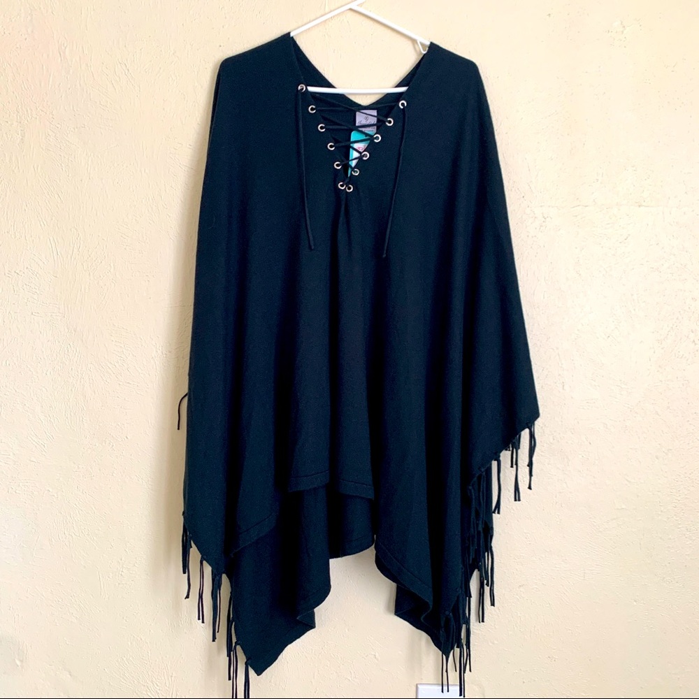 Witchy Vibes Black Poncho